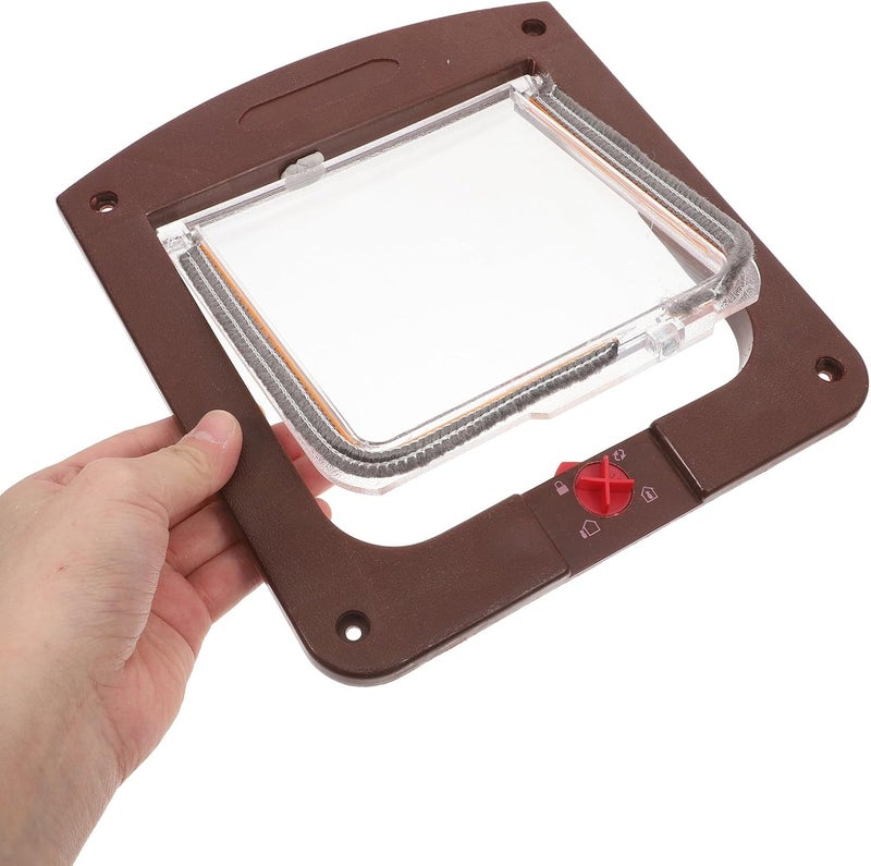 SHOWERORO Adjustable Locking Cat Door and Dog Gate for Doors and Windows, Dual-Way Pet Flap with Safety Lock, Coffee Color, Suitable for Indoor and Outdoor Use - Image 3