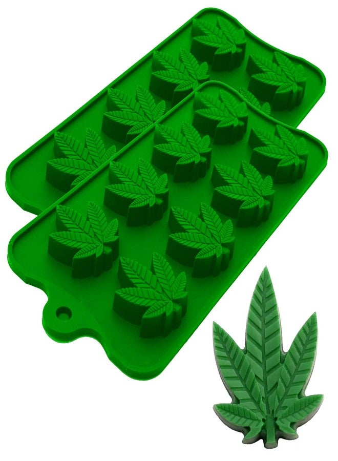 PJ BOLD Marijuana Pot Leaf Silicone Candy Mold Trays for Chocolate Cupcake Toppers Gummies Ice Soap Butter Molds Small Brownies or Party Novelty Gift, 2 Pack - Image 1