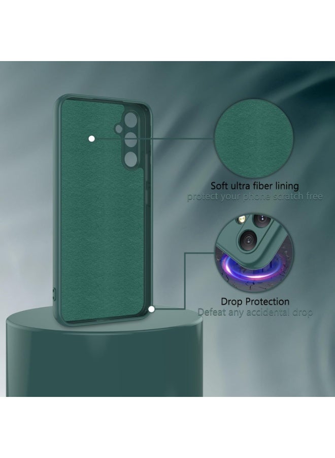 جراب لهاتف سامسونج Galaxy A55 مصنوع من المطاط السائل الهلامي مع بطانة ناعمة من الألياف الدقيقة، غطاء واقٍ صلب مقاوم للصدمات ورفيع لهاتف Samsung Galaxy A55 5G (أخضر) - Image 3