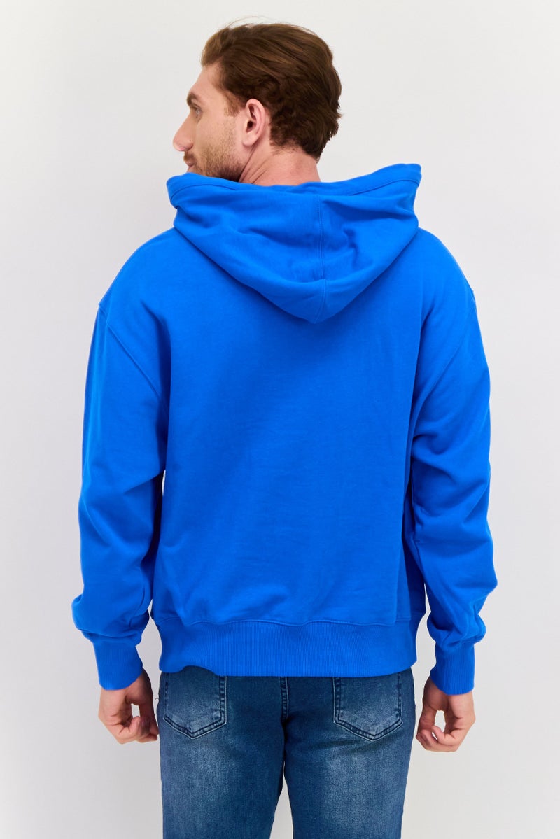 ESPRIT Men Brand Logo Long Sleeves Hoodie, Blue  - Image 3