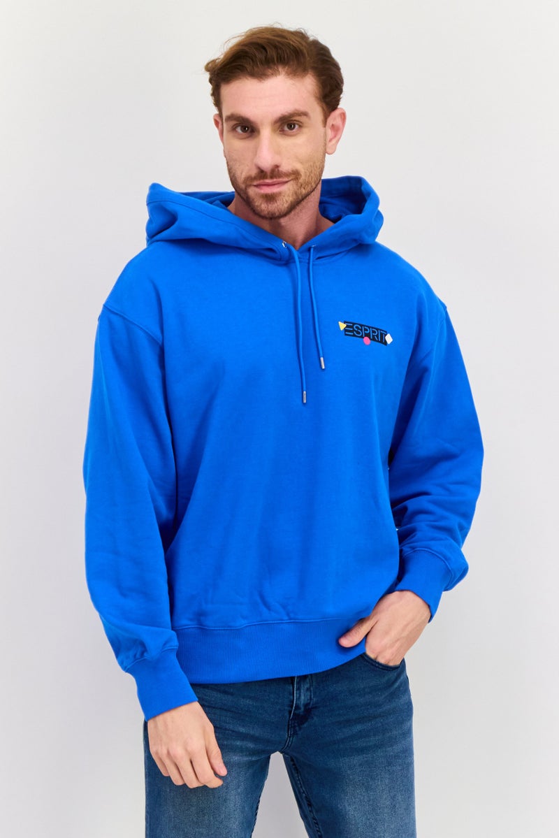 ESPRIT Men Brand Logo Long Sleeves Hoodie, Blue  - Image 1