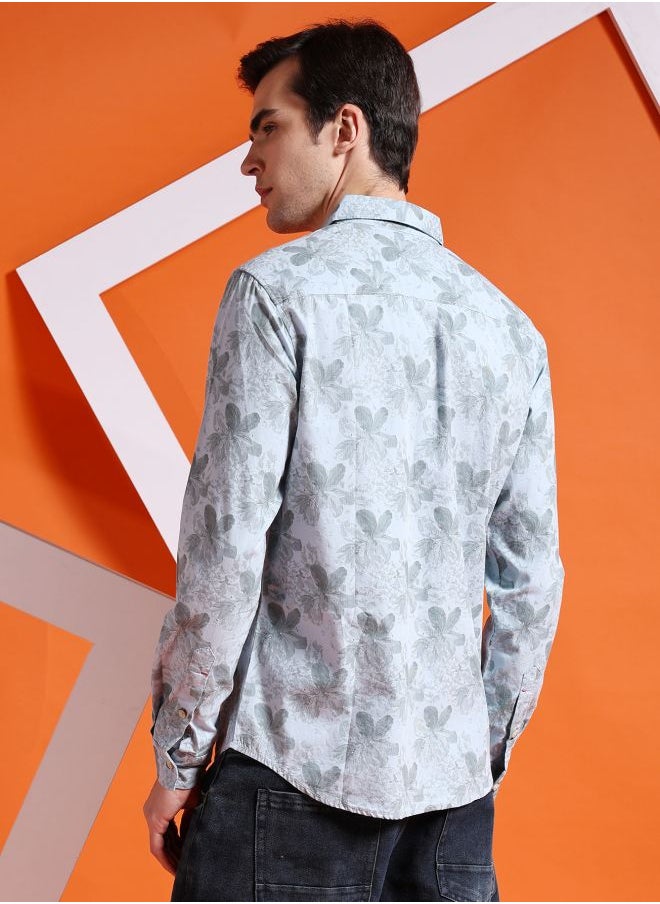 The Indian Garage Co Men Slim Fit Abstract Printed Full Sleeves Cutaway Collar Casual Shirt  - Image 2
