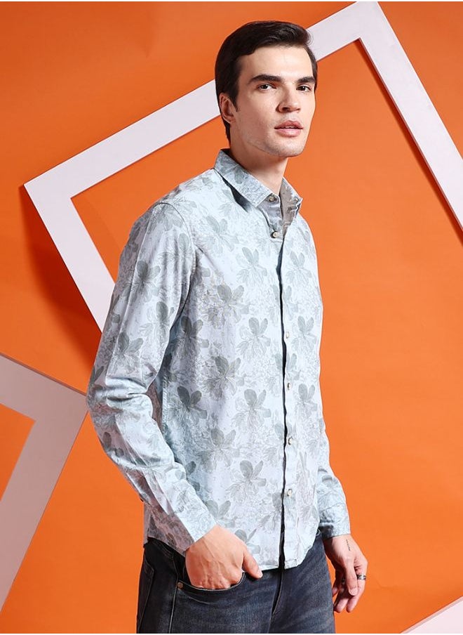The Indian Garage Co Men Slim Fit Abstract Printed Full Sleeves Cutaway Collar Casual Shirt  - Image 5