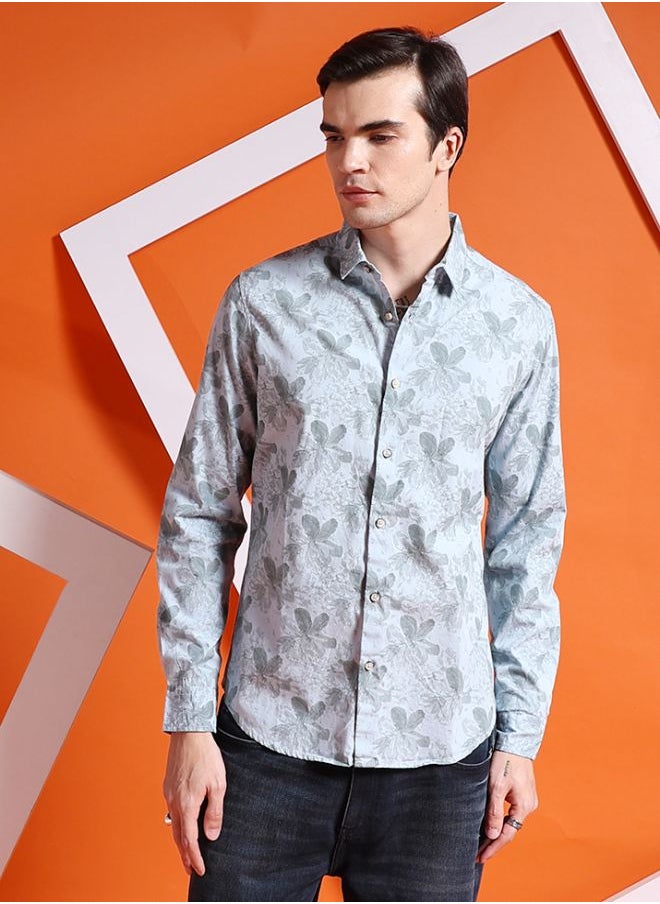 The Indian Garage Co Men Slim Fit Abstract Printed Full Sleeves Cutaway Collar Casual Shirt  - Image 4