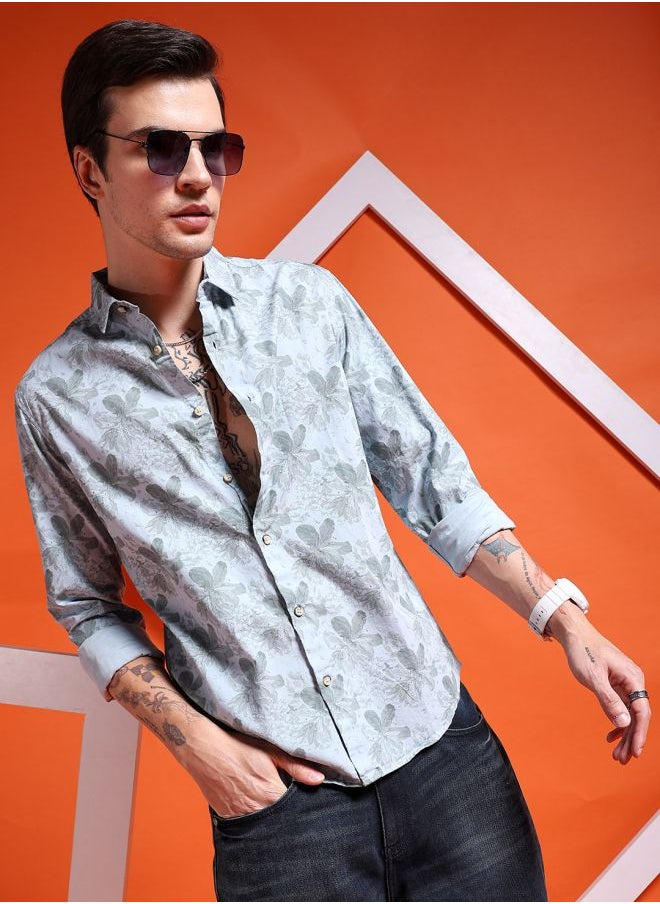 The Indian Garage Co Men Slim Fit Abstract Printed Full Sleeves Cutaway Collar Casual Shirt  - Image 1
