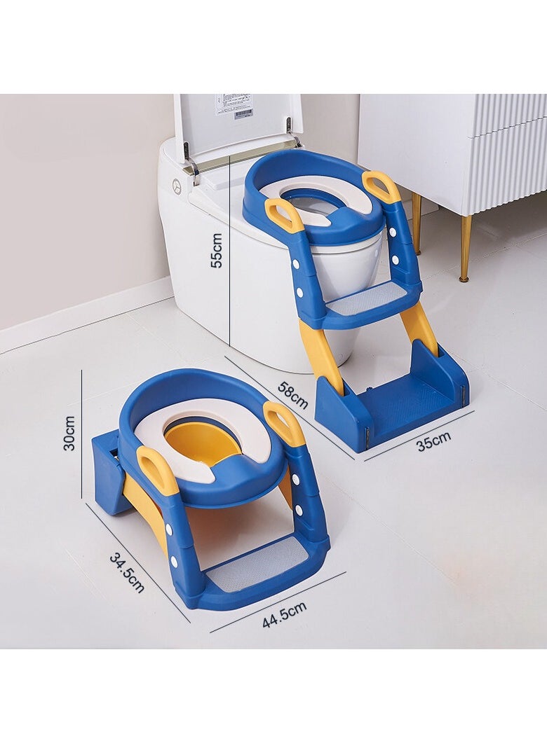 AIYISHI Potty Training Seat, Kids Toilet Training Seat with Step Stool, Foldable Portable Potty Chair with Adjustable Height Ladder Guard Handle Soft Cushion White for Baby Toddler Boys Girls  - Image 2