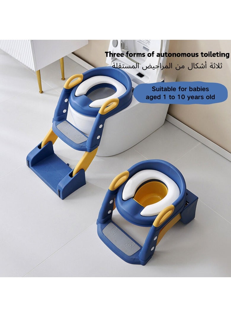 AIYISHI Potty Training Seat, Kids Toilet Training Seat with Step Stool, Foldable Portable Potty Chair with Adjustable Height Ladder Guard Handle Soft Cushion White for Baby Toddler Boys Girls  - Image 4