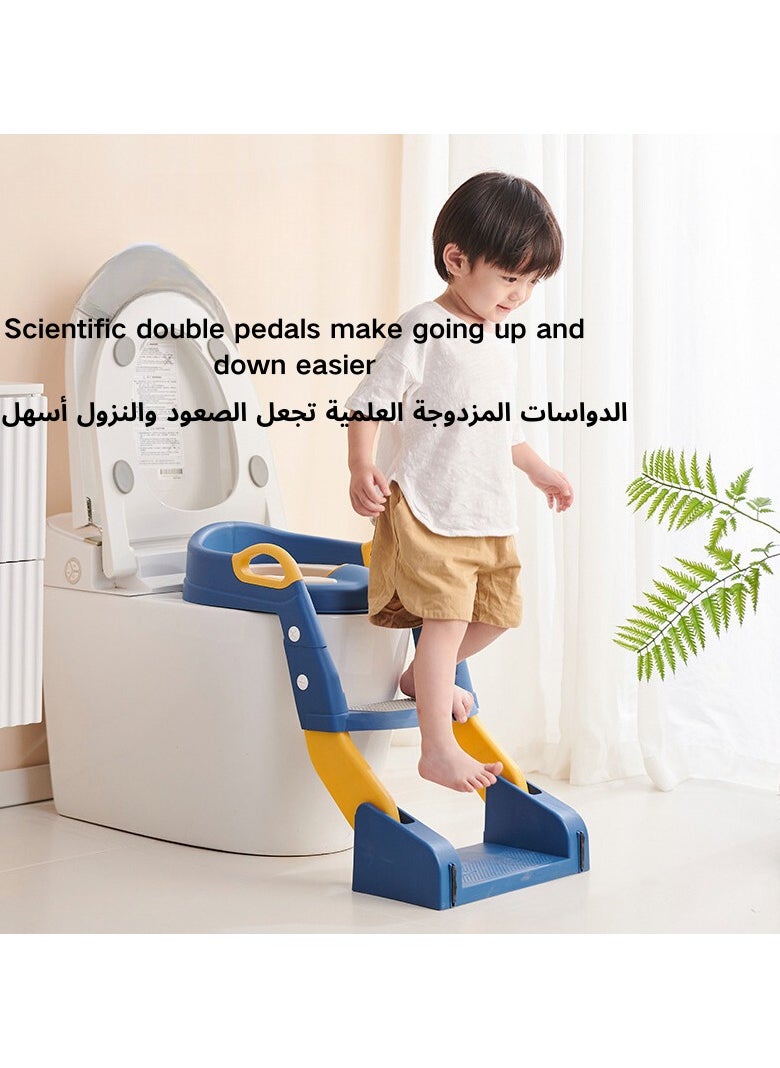 AIYISHI Potty Training Seat, Kids Toilet Training Seat with Step Stool, Foldable Portable Potty Chair with Adjustable Height Ladder Guard Handle Soft Cushion White for Baby Toddler Boys Girls  - Image 5
