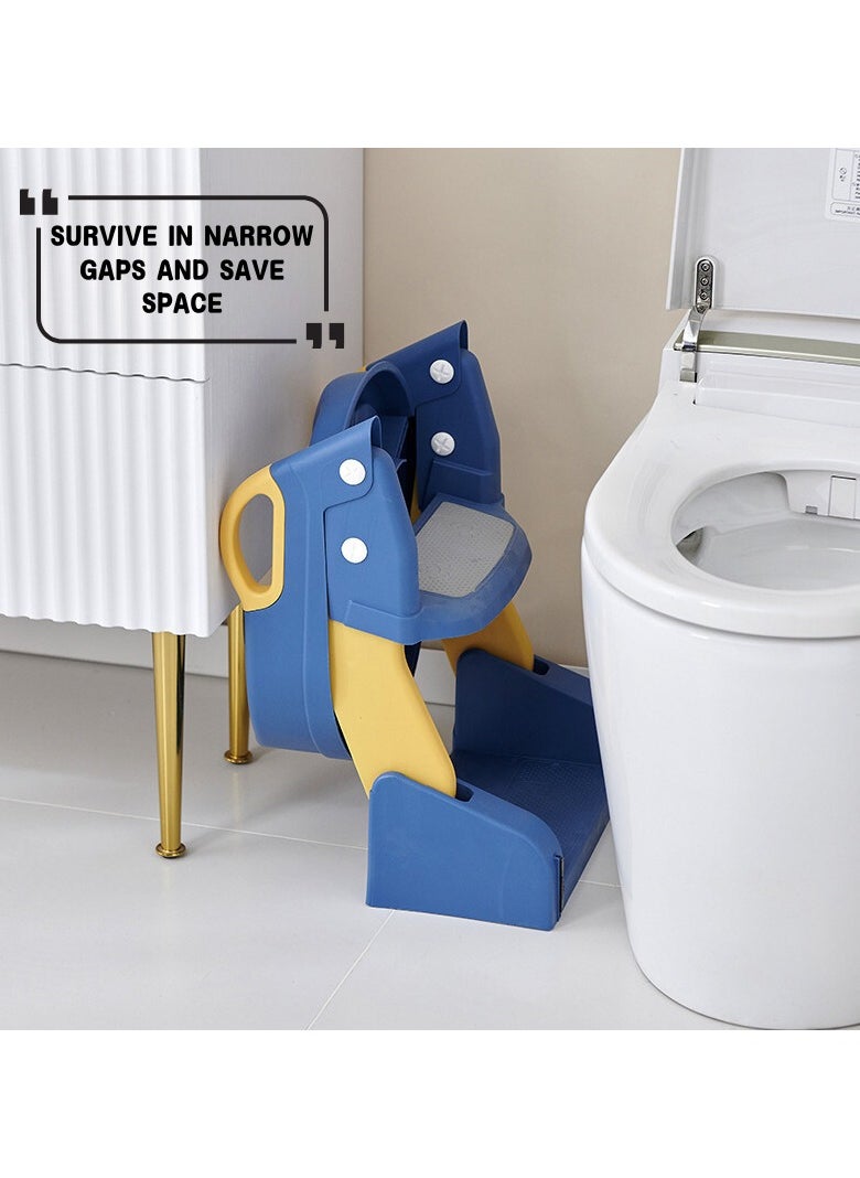 AIYISHI Potty Training Seat, Kids Toilet Training Seat with Step Stool, Foldable Portable Potty Chair with Adjustable Height Ladder Guard Handle Soft Cushion White for Baby Toddler Boys Girls  - Image 3
