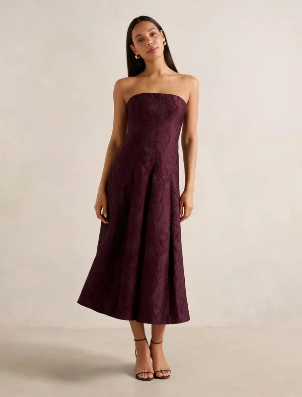 forever new  Charlotte Strapless Jacquard Midi for Women | Best Price UAE