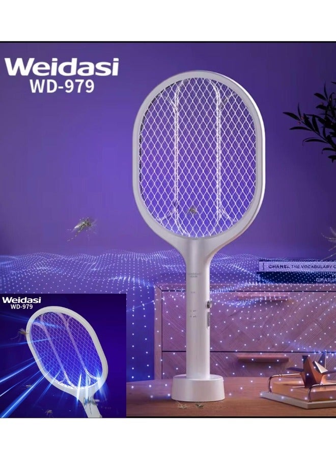 WEIDASI Rechargeable Mosquito Bat Zapper with USB Cable and Stand - Image 1