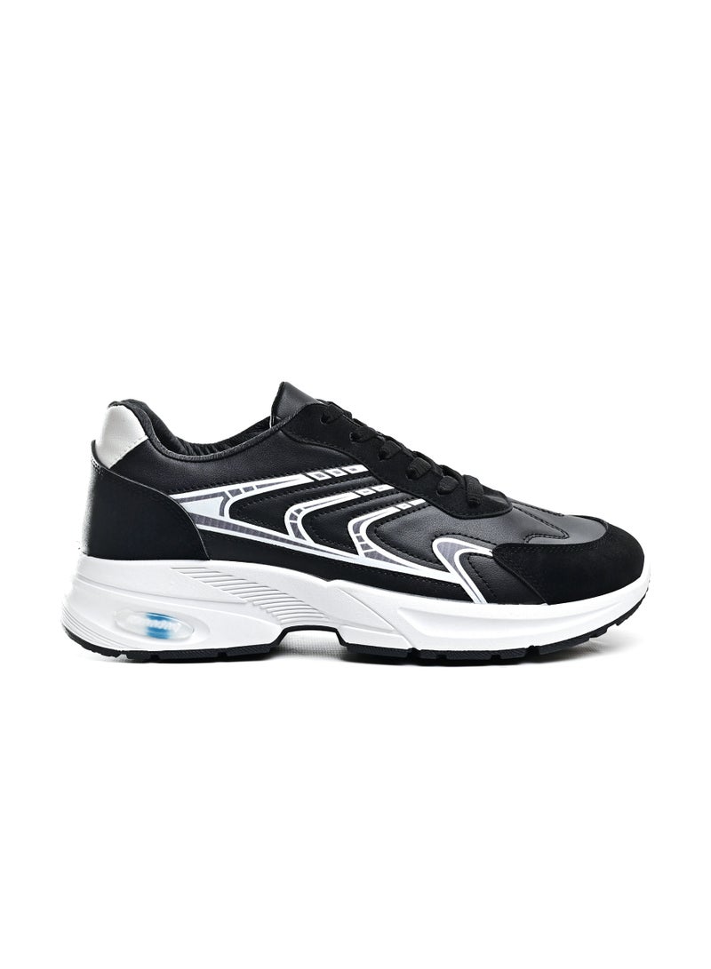 Fashion Lace-Up Leather Sneakers - Printed Design - Image 1