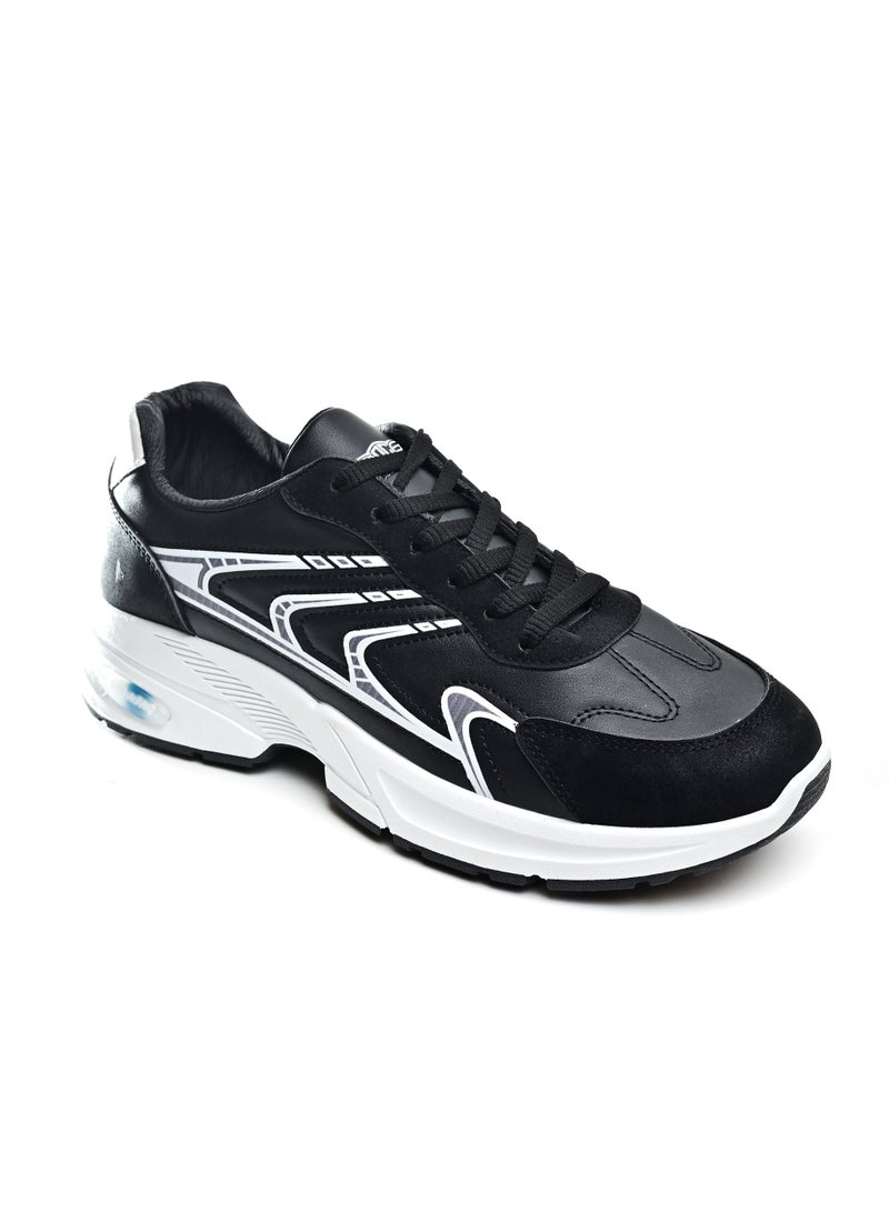 Fashion Lace-Up Leather Sneakers - Printed Design - Image 2