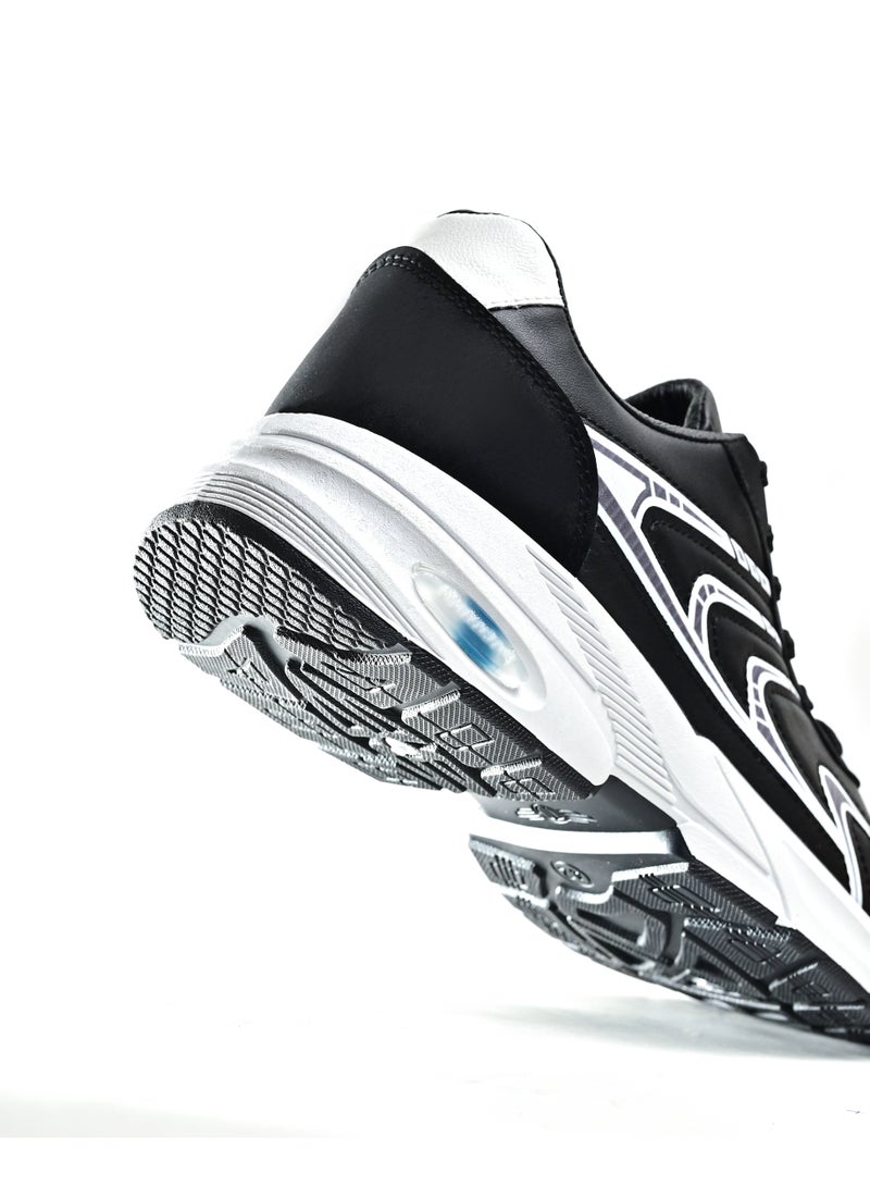 Fashion Lace-Up Leather Sneakers - Printed Design - Image 3