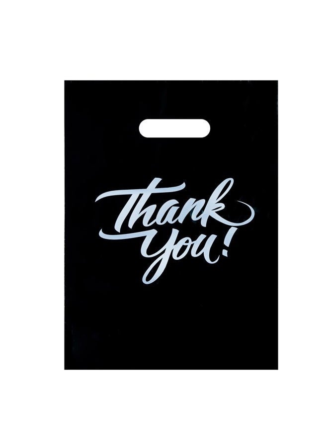 Infinite Pack Black 9"x12"(100pcs) Thank You Merchandise Bags, Die Cut Handles, Retail Shopping Bags for Boutique, Goodie Bags, Gift Bags Bulk, Favors, 1.25 Mil Reusable Plastic Bags - Image 1