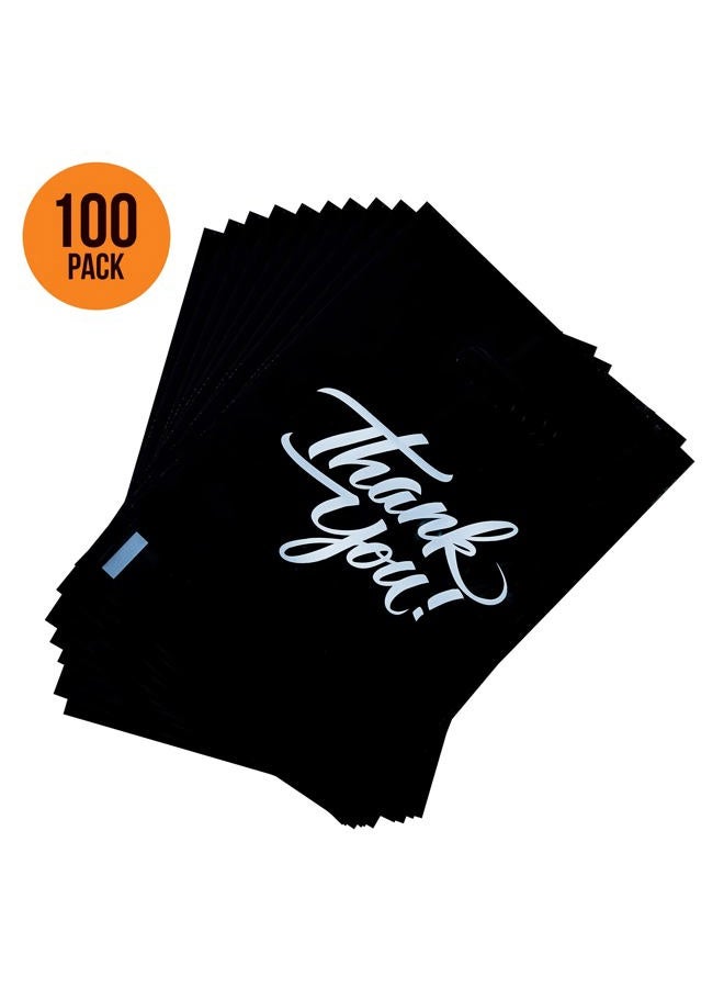 Infinite Pack Black 9"x12"(100pcs) Thank You Merchandise Bags, Die Cut Handles, Retail Shopping Bags for Boutique, Goodie Bags, Gift Bags Bulk, Favors, 1.25 Mil Reusable Plastic Bags - Image 3