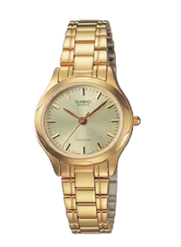Casio Women's Analog Stainless Steel Watch A2276 | Gold-Tone Case, White Dial, Quartz Movement, Water Resistant, Elegant Classic Design