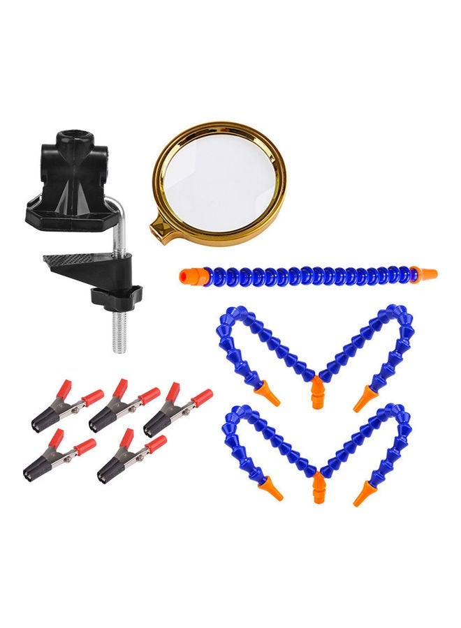 NIBEMINENT 3 Hole 5 Arms Ajustable Clip Simple Welding Platform 5X Magnifier PCB Repairing Blue 17.5x9.5x11cm - Image 3