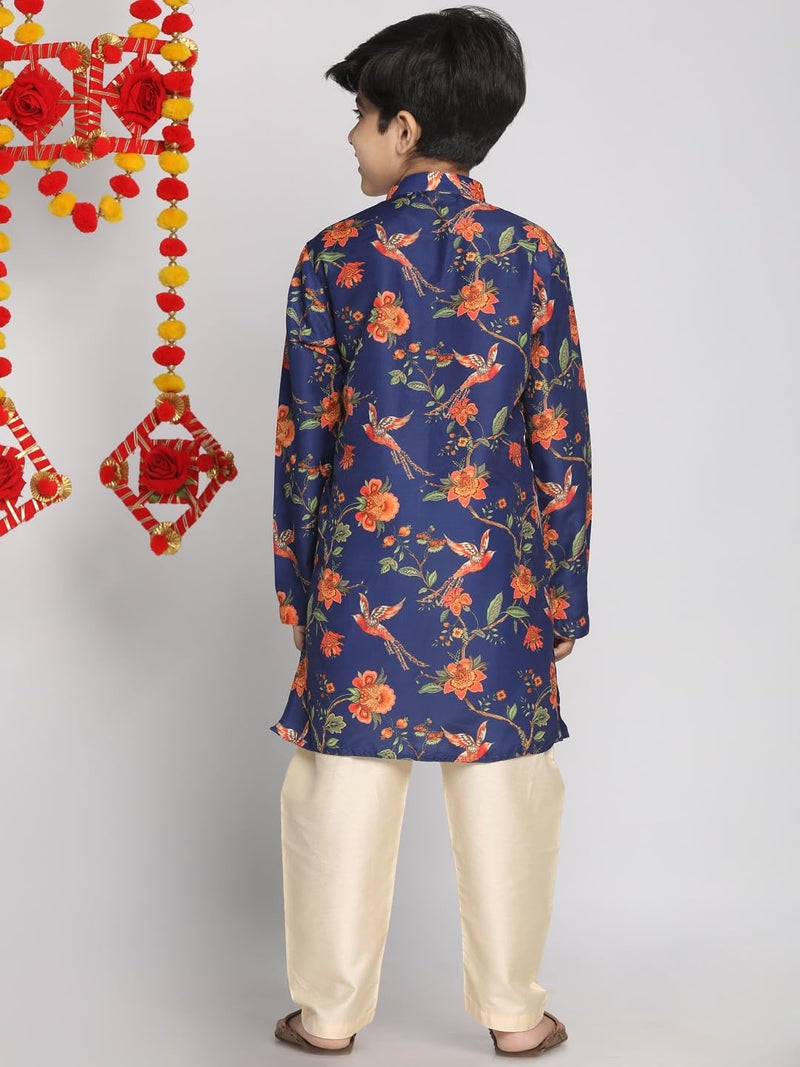 VASTRAMAY Boys’ Muslin Kurta Set for Janmashtami, Diwali Ethnic Wear with Digital Print | Festive & Wedding Ethnic Wear (VASBK109nBVPCR_28) - Image 3