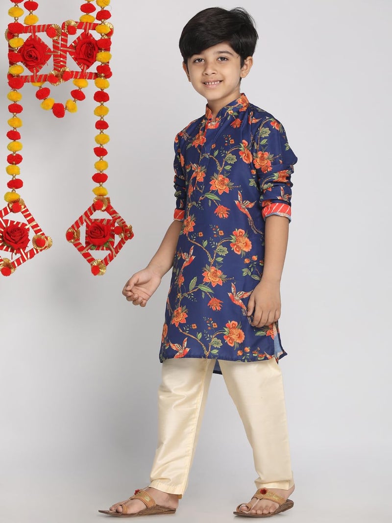VASTRAMAY Boys’ Muslin Kurta Set for Janmashtami, Diwali Ethnic Wear with Digital Print | Festive & Wedding Ethnic Wear (VASBK109nBVPCR_28) - Image 2