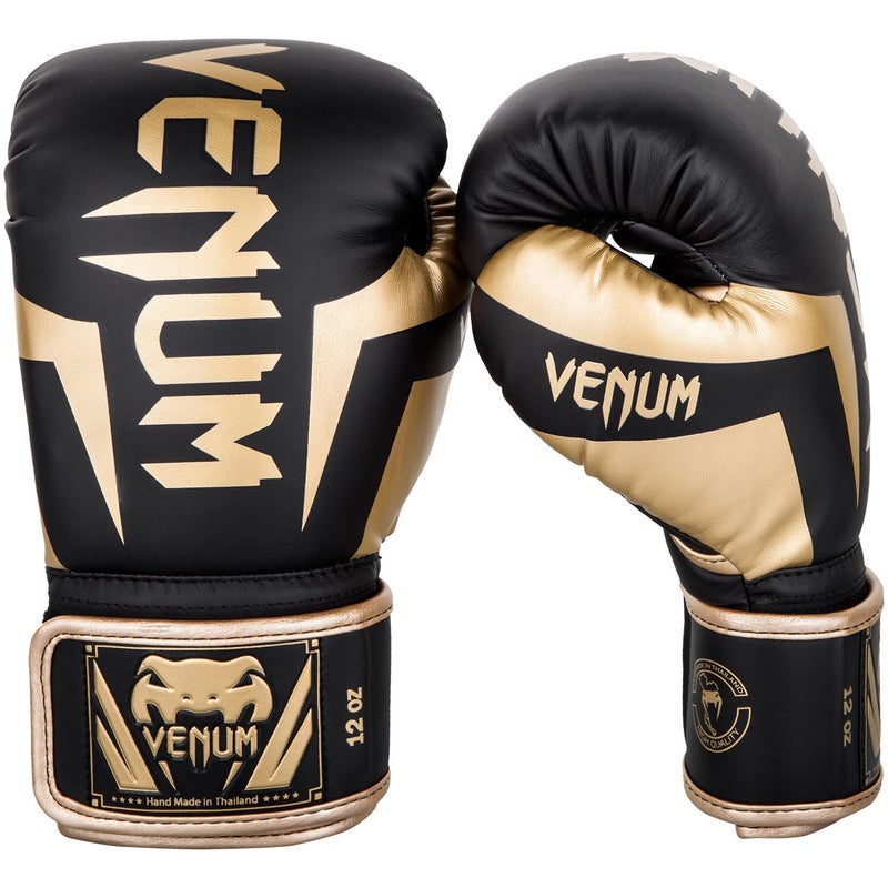 Venum Elite Boxing Gloves - Black/Gold - Image 1