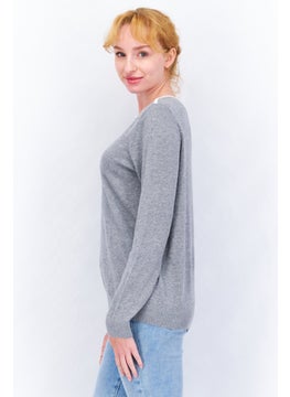 ESPRIT Women Boat Neck Knitted Sweater, Grey  - Image 2