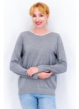 ESPRIT Women Boat Neck Knitted Sweater, Grey  - Image 1