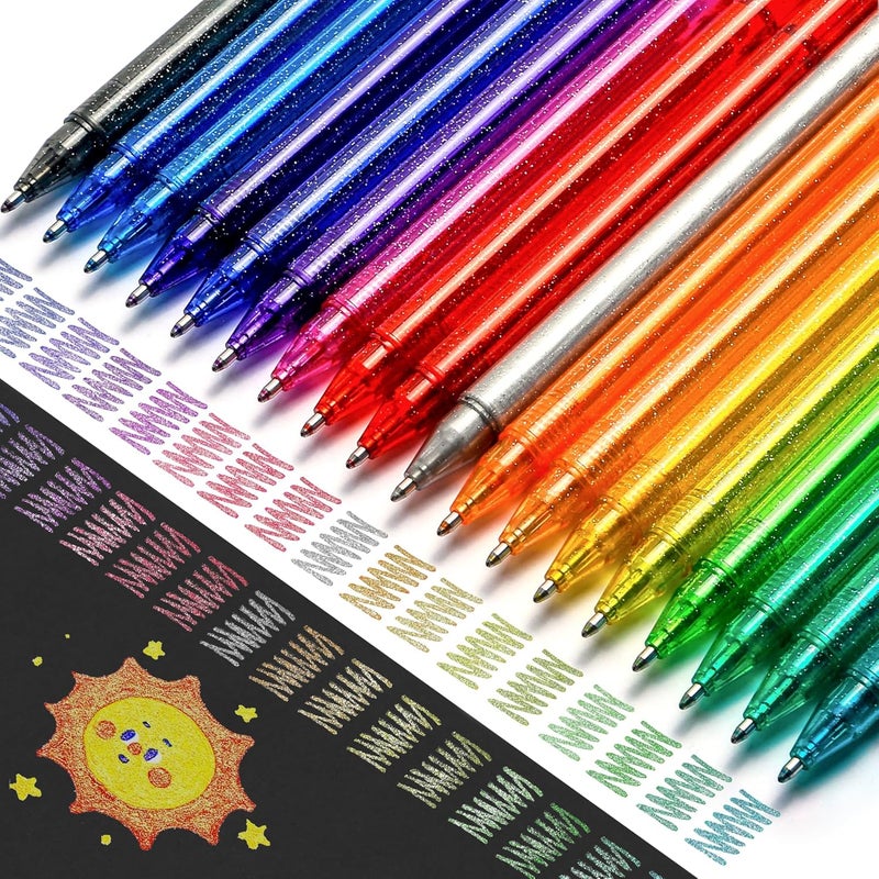 ZSCM QUALITY DECIDES THE FUTURE 36 Pack Metallic Glitter Gel Pens Set, 18 Colors Sparkle Gel Pens with 18 Glitter Pen Refills in Canvas Bag for Adult Coloring Book Drawing Crafts Scrapbooks Journaling - Image 2