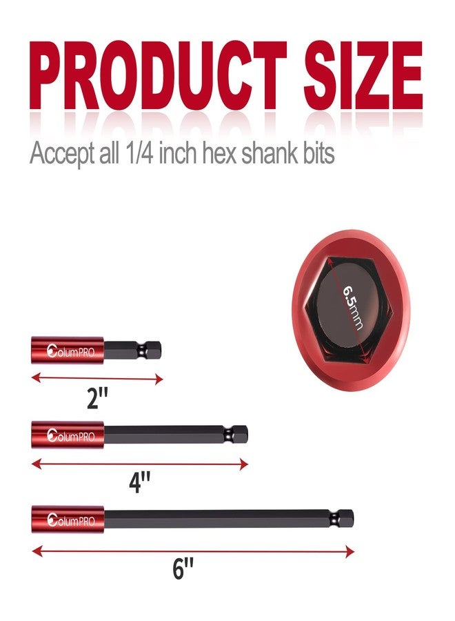 ColumPRO 6PCS Strong Magnetic Drill Bit Extension Holder for Impact Driver,1/4" Hex Shank S2 Steel Magnetic Screwdriver Extension,Straight Without Bending Drill Bit Extender,2, 4, 6-inch Extensions - Image 5