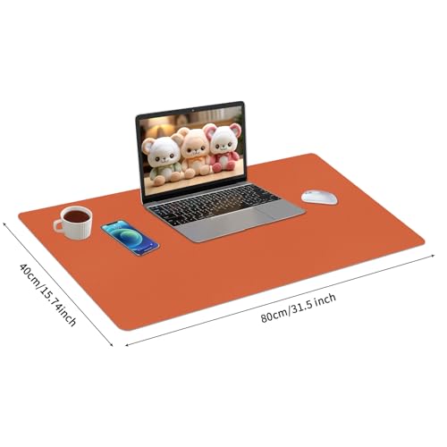 Bloss Orange Desk Mat 31.5"x15.7", Waterproof Large Desk Pad, Leather Desk Matt for Desktop, Computer Mat for Office/Home/Decor - Image 4
