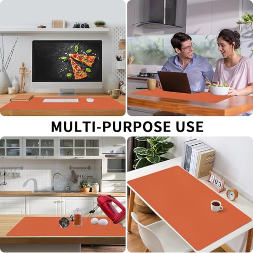Bloss Orange Desk Mat 31.5"x15.7", Waterproof Large Desk Pad, Leather Desk Matt for Desktop, Computer Mat for Office/Home/Decor - Image 5
