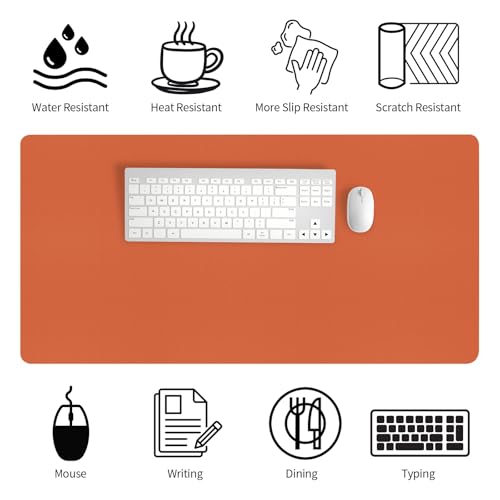 Bloss Orange Desk Mat 31.5"x15.7", Waterproof Large Desk Pad, Leather Desk Matt for Desktop, Computer Mat for Office/Home/Decor - Image 3