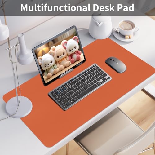Bloss Orange Desk Mat 31.5"x15.7", Waterproof Large Desk Pad, Leather Desk Matt for Desktop, Computer Mat for Office/Home/Decor - Image 2