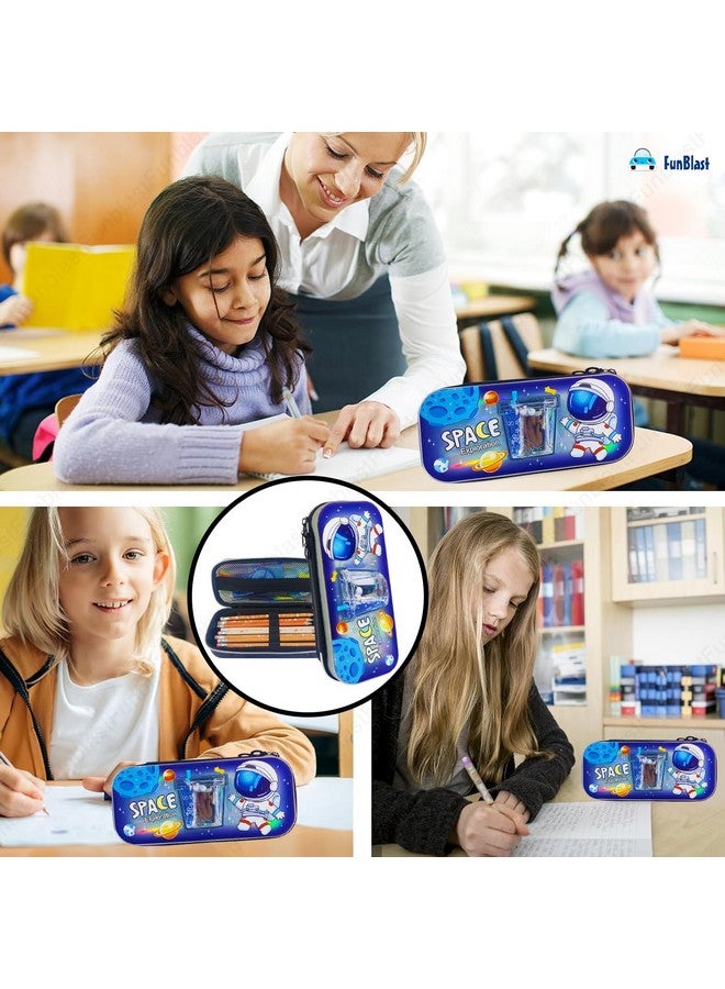 FunBlast Pencil Pouch for Kids - Pencil Box for Boys, Pen & Pencil Pouch Bag, Multi-Purpose Zipper Pencil Case with Glitter Flow, Stationary Organizer for Kids, Stylish Pencil Pouch (Space) - Image 3