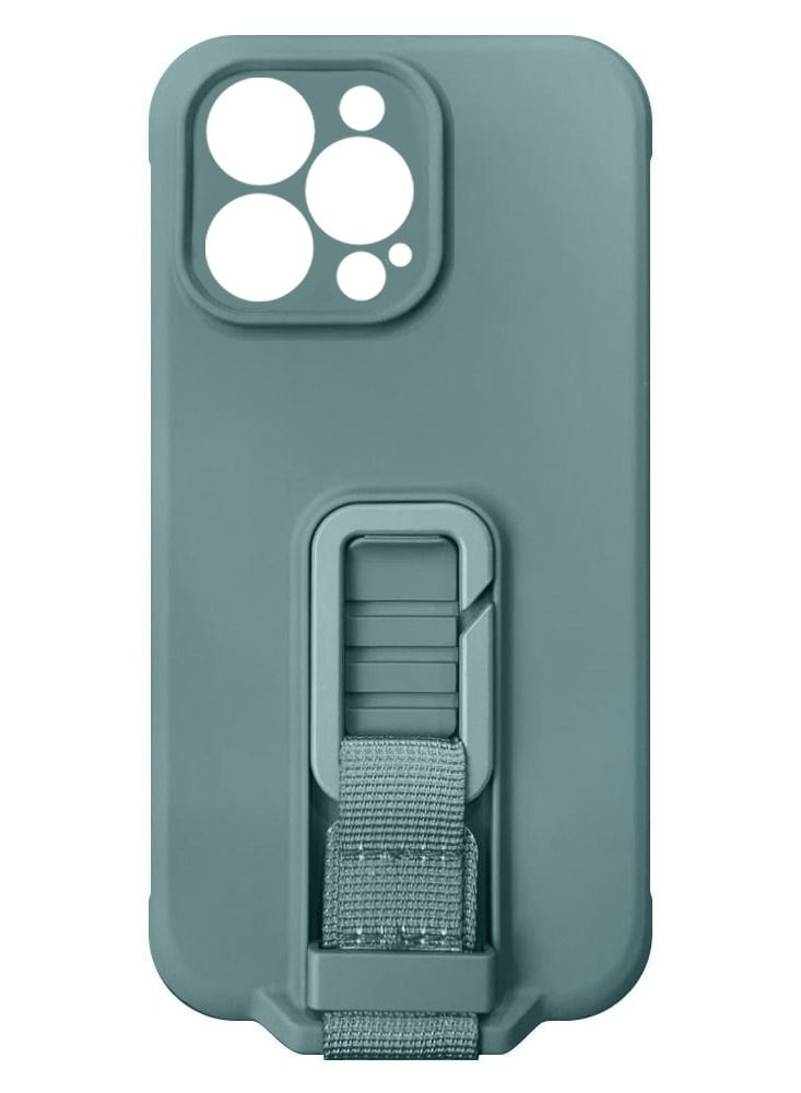 CATANES iPhone 13 Pro Max Case Soft Silicone Foldable Kickstand Buckle Hook Back Cover Green - Image 3