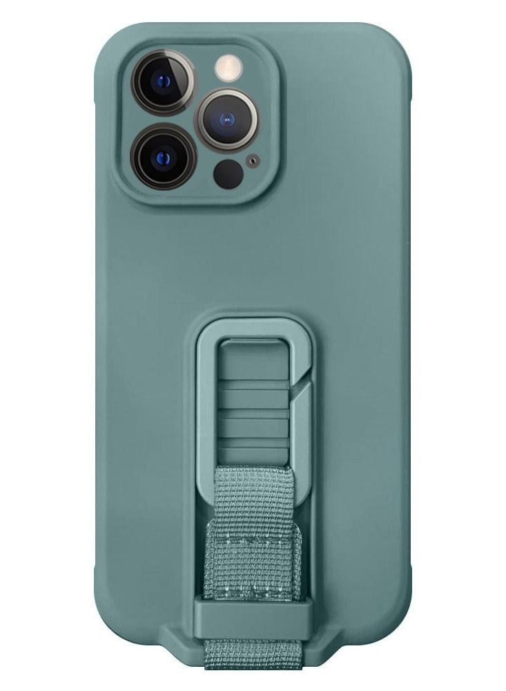 CATANES iPhone 13 Pro Max Case Soft Silicone Foldable Kickstand Buckle Hook Back Cover Green - Image 2