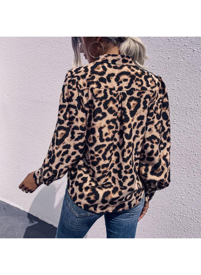 VUELO New European And American Style Shirt Street Long Sleeve Lapel Independent Station Leopard Print Shirt For Women - Image 4