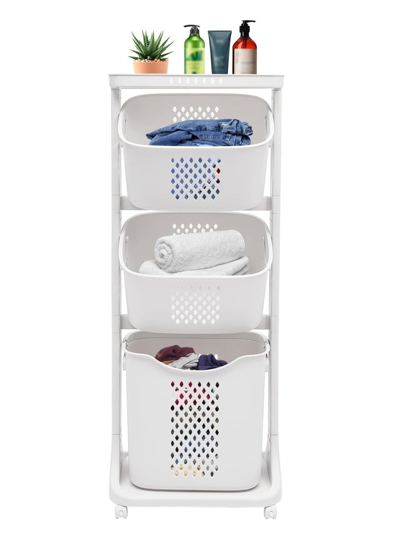 DubaiGallery Laundry Basket with Wheels and 3 Layers for Clothes Storage,Multi-functional Kitchen,Bathroom Laundry Hamper - Image 3