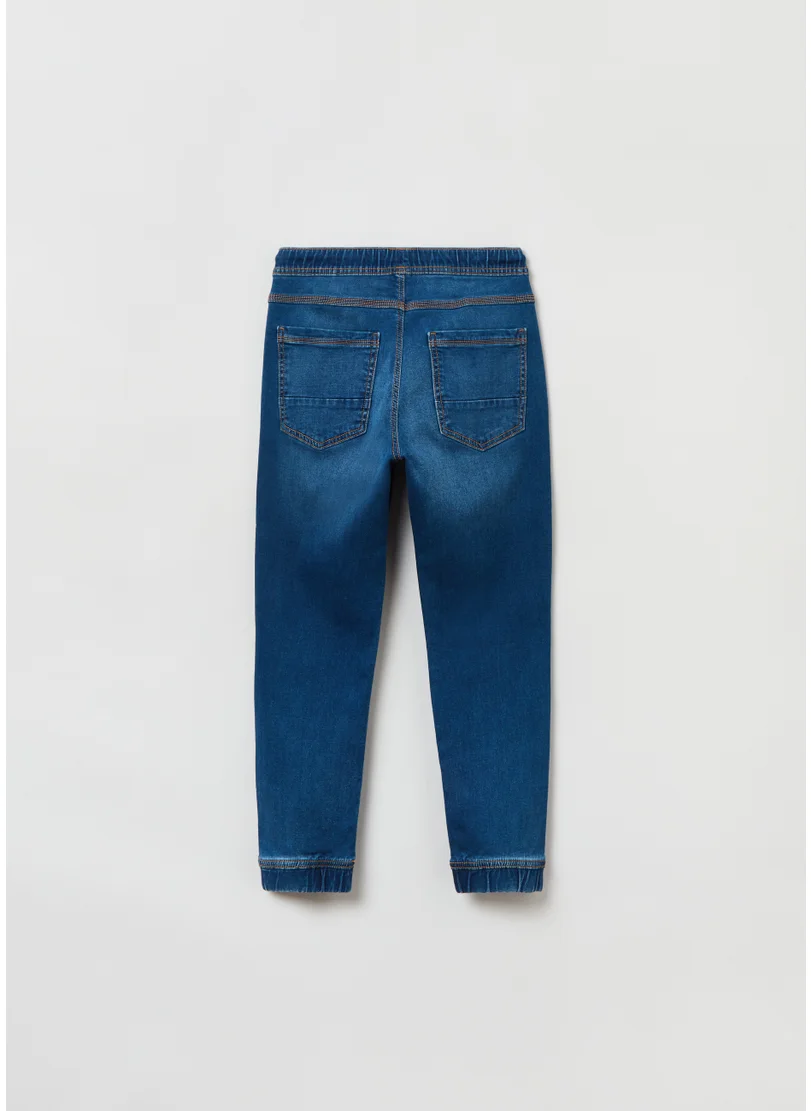 او في اس French terry denim joggers