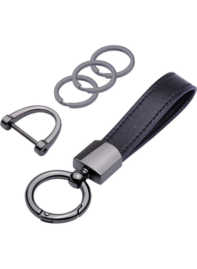 Wisdompro Genuine Leather Car Keychain, Universal Key Fob Keychain Leather Key Chain Holder for Men and Women - Image 1