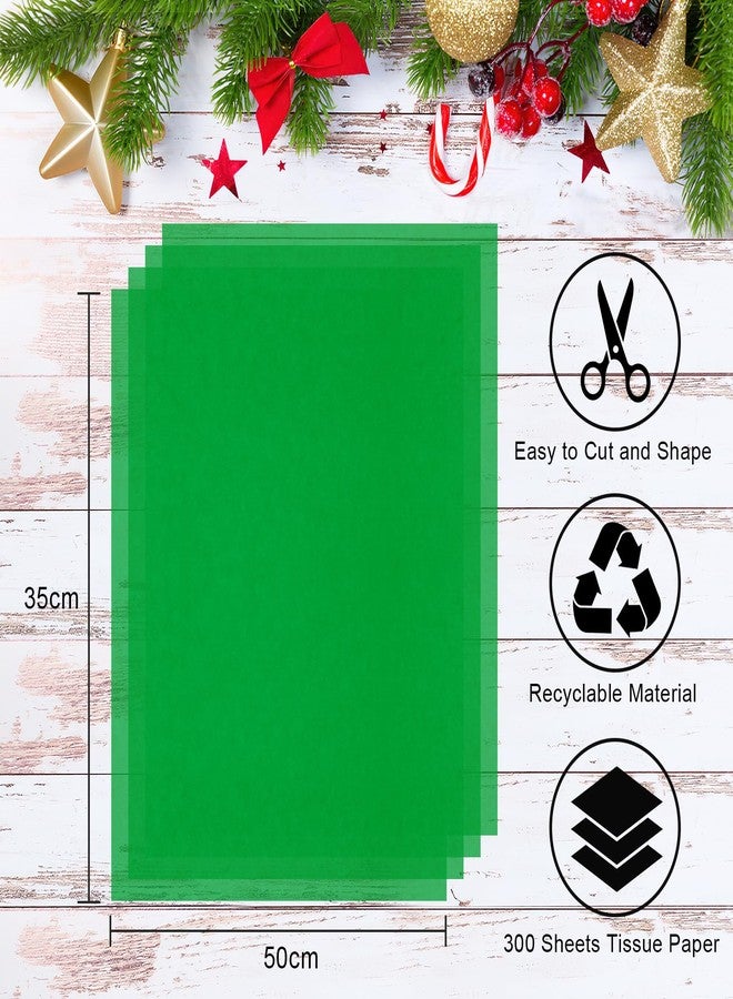 AORZIT 300 Sheets Green Tissue Paper Bulk 20" x 14" Large Wrapping Paper for Gift Bags Bulk Green Tissue for Storage Gift Wrapping Clothes Packaging Moving Supplies St.Patrick's Day Party Decor - Image 3