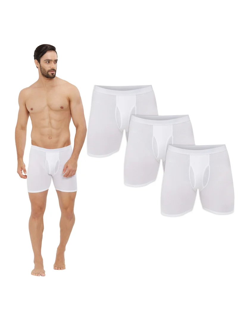 BYC MEN'S AEROCOOL BOXER BRIEF SHORTS (PACK OF 3) - WHITE