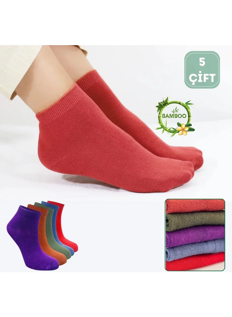 Kral Socks Women's Quality Bamboo Booties Socks (5 Pieces) Seamless Invisible Perfumed Short Model Socks