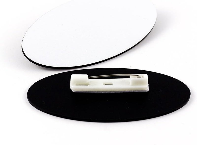 Oval Name Badge Blanks with Pin - 10 Pack (White)