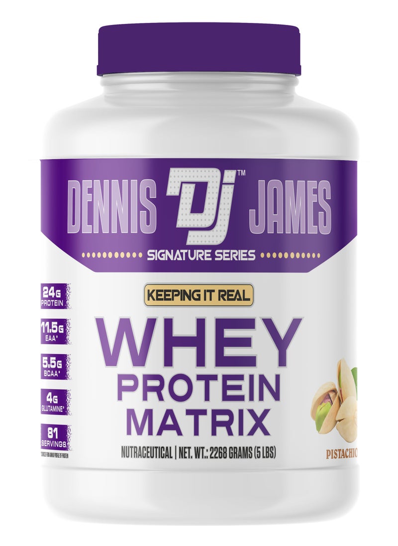 DENNIS JAMES - Signature Series Whey Protein Matrix 5lbs - Advanced Muscle Building Formula (Pistachio) - Image 1
