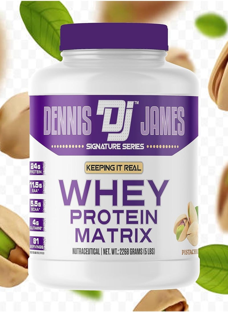 DENNIS JAMES - Signature Series Whey Protein Matrix 5lbs - Advanced Muscle Building Formula (Pistachio) - Image 1