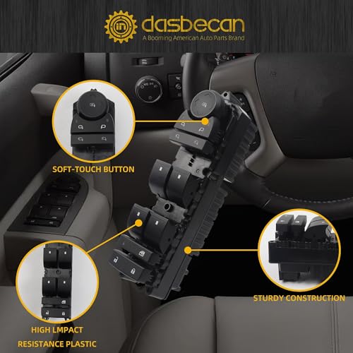 Dasbecan 20835553 Power Window Door Lock Switch Driver Side Compatible with 2011-2013 Chevy Silverado| 2007-2014 Cadillac Escalade| 2010-2016 Buick Encore Replaces# 15093440 15906881 - Image 4