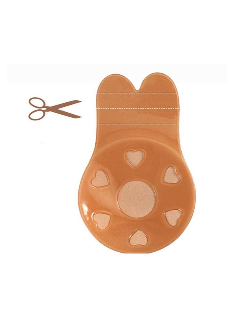 Invisible Silicon Self Adhesive Reusable Lift Up Strapless Backless Bra Lightly Padded Chest Lift Push Up Stick-on Adhesive Nipple Pad Beige  - Image 2