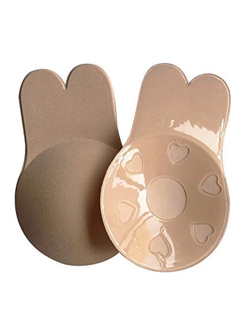 Invisible Silicon Self Adhesive Reusable Lift Up Strapless Backless Bra Lightly Padded Chest Lift Push Up Stick-on Adhesive Nipple Pad Beige  - Image 1