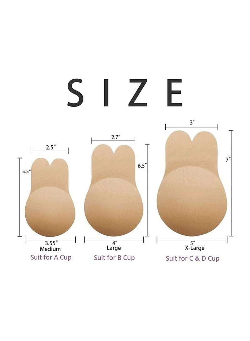 Invisible Silicon Self Adhesive Reusable Lift Up Strapless Backless Bra Lightly Padded Chest Lift Push Up Stick-on Adhesive Nipple Pad Beige  - Image 3